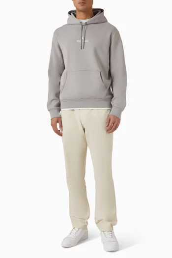 كنزة بغطاء رأس وشعار الماركة مزيج قطن