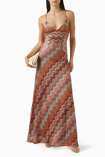 فستان منسوج بنقشة خطوط متعرجة