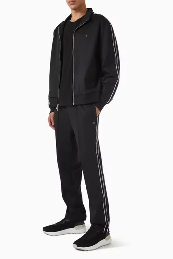 Contrast Piping Track Pants in Stretch Nylon