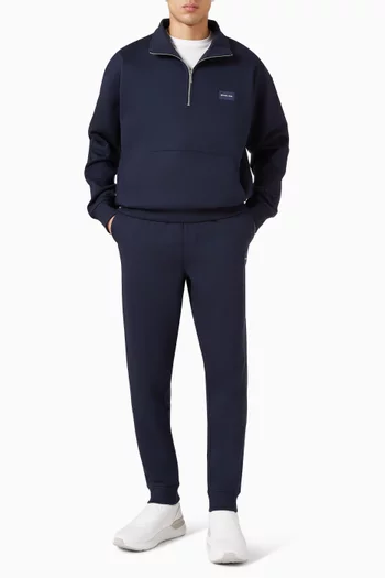 Satin Patch Mock Neck Sweater in Cotton