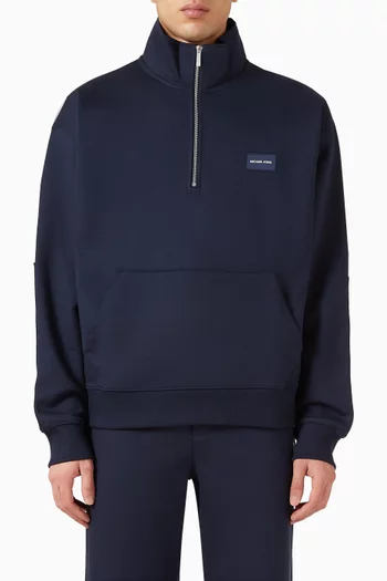 Satin Patch Mock Neck Sweater in Cotton