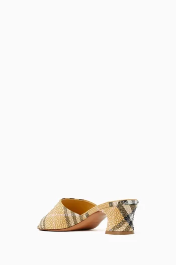 RAMADAN CAPSULE WITH ALL OVERE CRYSTAL SLOANE CHECK PRINT MULE IN MIX MATERIAL WITH 45MM HEEL:BEIGE:41|219140641