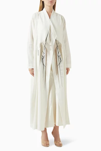 Embroidered Abaya in Linen