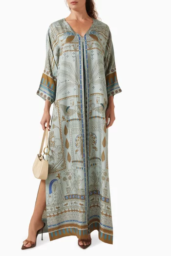 Printed Kaftan in Silk-twill