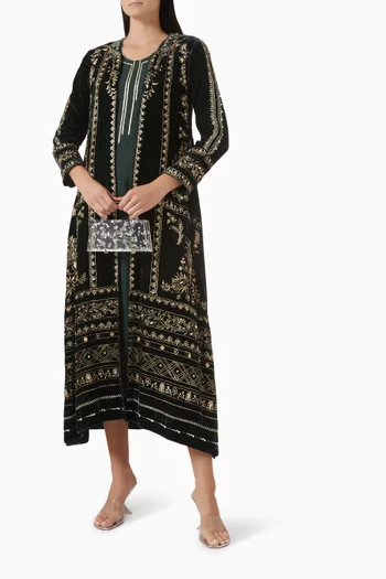 Embroidered Kaftan & Dress Set in Velvet