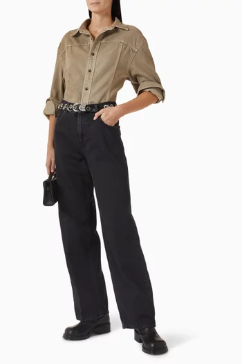 بنطال جينز بوني بقصة ساق مستقيمة دينم