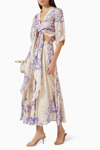 Tie Crop Shirt & Skirt Set