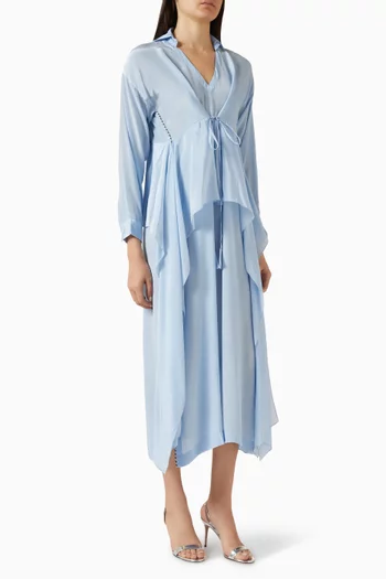 فستان بتصميم مقسم لأجزاء بدرابيه