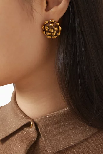 أقراط بتصميم زهرة من حلي على شكل قطرة نحاس