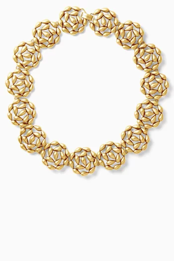 Droplet Flowers Necklace in Gold-tone Brass