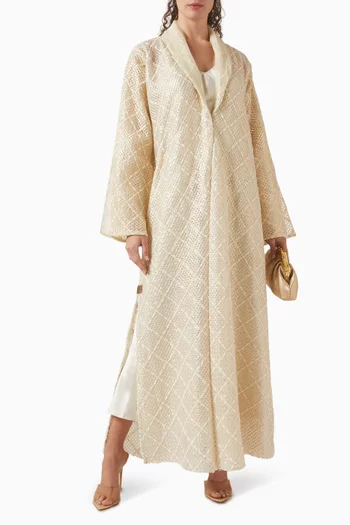 عباية مطرزة بالترتر قماش شبكي