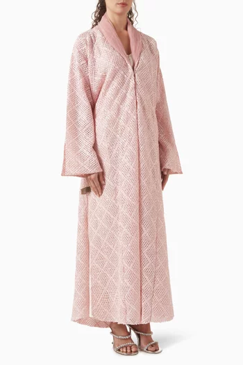 عباية مطرزة بالترتر قماش شبكي