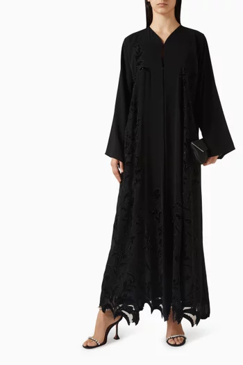 Floral Lace Abaya in Velvet