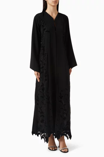 Floral Lace Abaya in Velvet