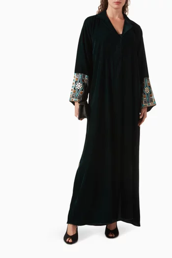 Bead-embellished Abaya in Velvet