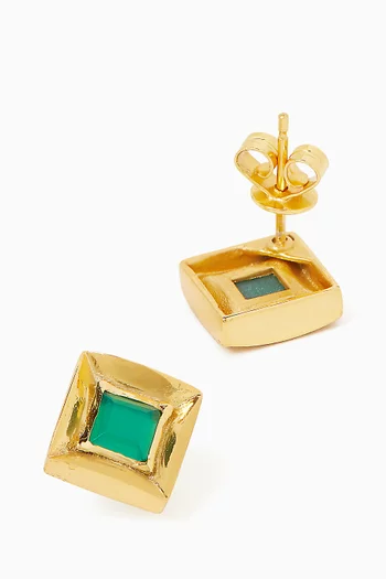 Gemstone Earrings in 22kt Gold-plated Brass