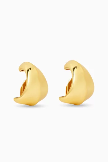 Curved Clip-on Earrings in 22kt Gold-plated Brass