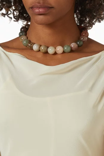 قلادة مزينة بالخرز نحاس مطلي ذهب عيار 22