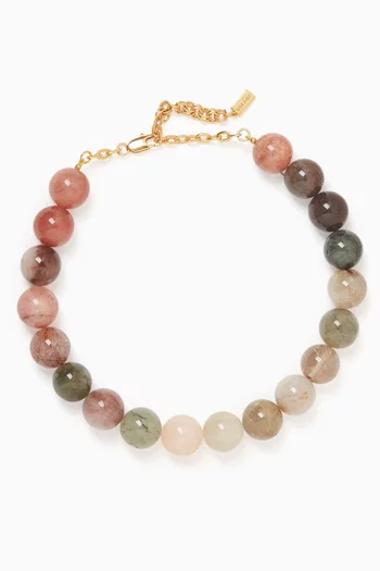 قلادة مزينة بالخرز نحاس مطلي ذهب عيار 22