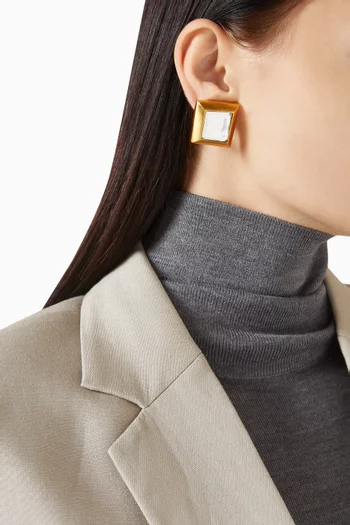 أقراط بمشبك وتصميم منحوت مرصع بالكريستال نحاس مطلي ذهب عيار 22‏