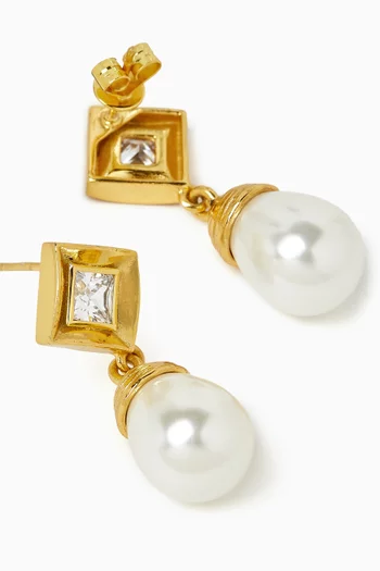Drop Earrings in 22kt Gold-plated Brass