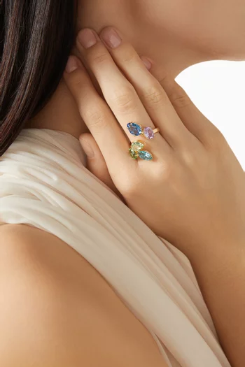 Gema Motif Ring in Gold-tone Metal