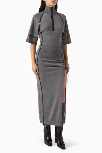 Zip Slit Dress in Technical  Merino