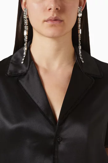 Crystal Icicle Earrings in Brass