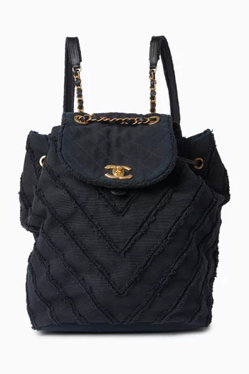 Medium Drawstring Patchwork Backpack in Denim