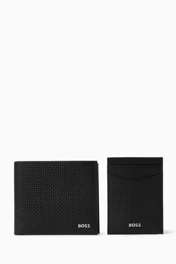 طقم هدايا محفظة وحافظة بطاقات جلد