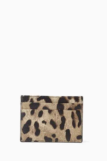 Dauphine Card Holder in Leopard-printed Leather