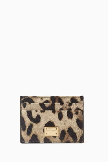 Dauphine Card Holder in Leopard-printed Leather