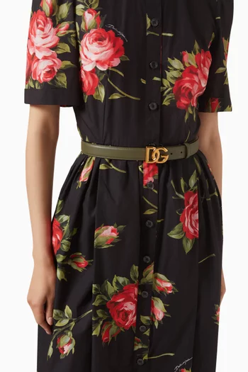 حزام بإبزيم معدني بشعار DG جلد عجل