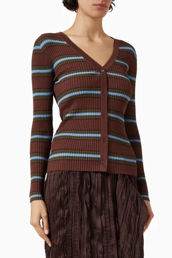 سترة كارغو بنقشة مخططة مزيج فيسكوز