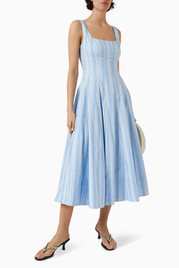 فستان ويلز بنقشة مخططة قطن بوبلين