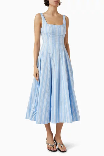 فستان ويلز بنقشة مخططة قطن بوبلين