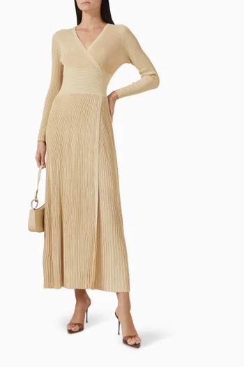 Faux-wrap Dress in Rib-knit