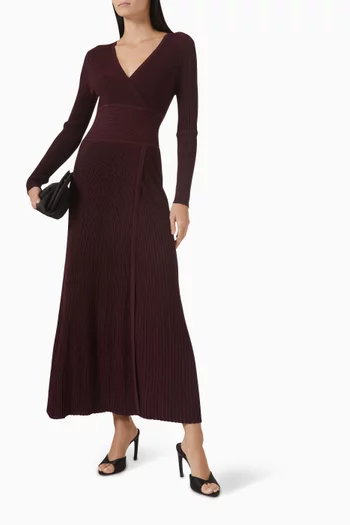 Faux-wrap Dress in Rib-knit