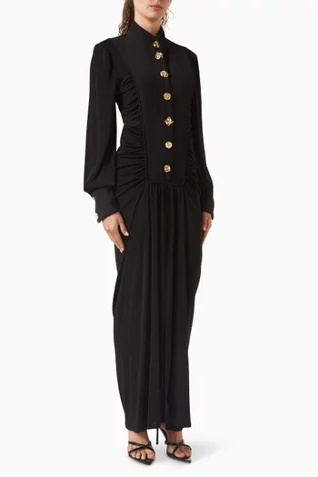 Gathered Button Dress