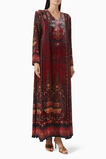 Adavi Printed Kaftan in Silk Velvet