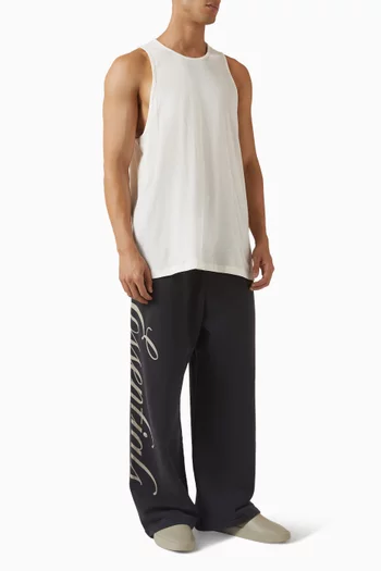 تي شيرت بلا أكمام مطرز بشعار الماركة مزيج قطن