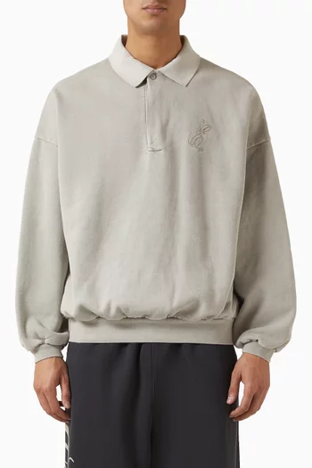 Embroidered Classic Polo Sweatshirt in Cotton
