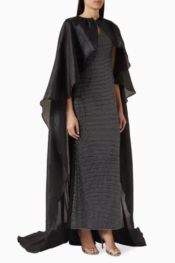 Crystal-embellished Cape Dress