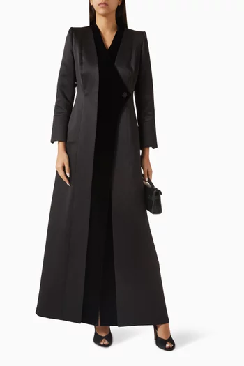 Velvet-trim Structured Abaya