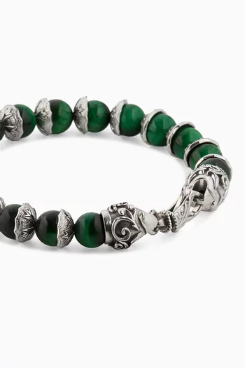 Shield Beaded Bracelet in Sterling Silver