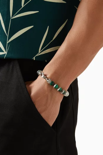 Shield Beaded Bracelet in Sterling Silver