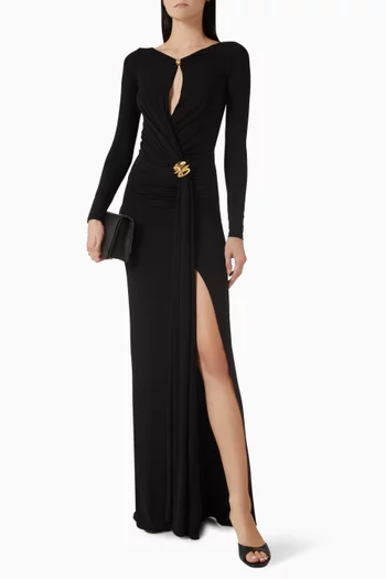 Red Carpet Jewel Gown in Crepe Jersey