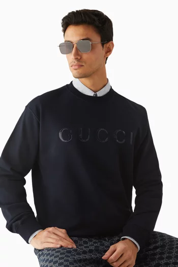 Square Aviator Sunglasses in Metal