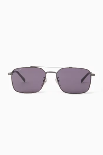 Square Aviator Sunglasses in Metal