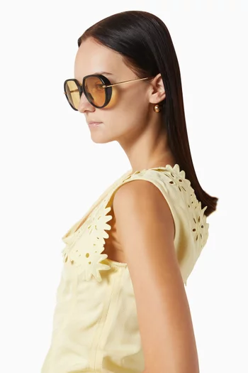 Drop Square Sunglasses in Acetate & Metal